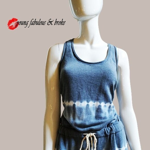 YOUNG FABULOUS & BROKE NEW EBERHARDT Tie Dye Drawstring Racerback Jumpsuit M - Picture 2 of 11